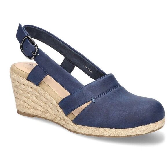 Easy Street Stargaze Espadrille Slingback Wedges Navy Sz 10M - Retail $100 - Picture 1 of 3